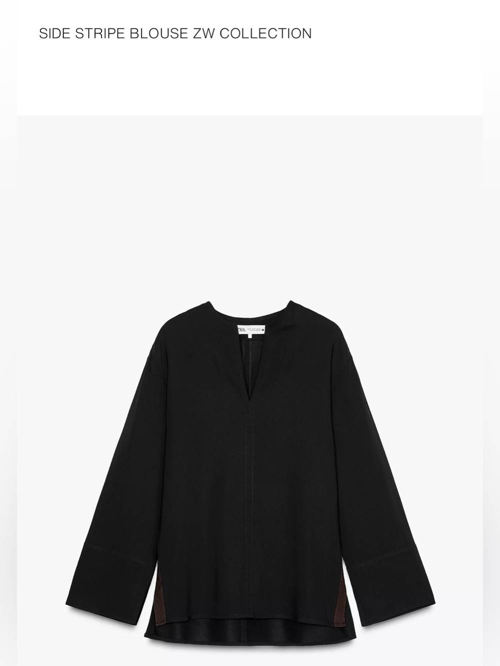 Zara Black V-Notch Side Panel Blouse